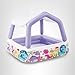Intex 57470EP Sun Shade 5 Foot Square Inflatable Durable 10 Gauge Vinyl Kiddie Pool with Ocean Scene and Canopy for Ages 3 Years and Up, Multicolor