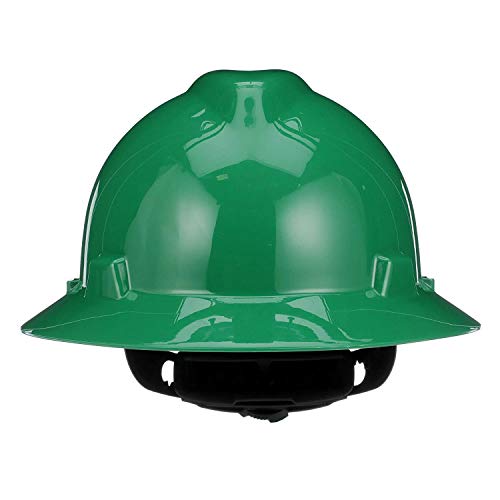 Msa 475370 V-Gard Full-Brim Hard Hat With Fas-Trac Iii Ratchet Suspension | Polyethylene Shell, Superior Impact Protection, Self Adjusting Crown-Straps - Standard Size In Green #TOP2