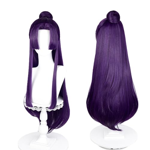 Probeauty Long Purple Wig for Jinshi Cosplay, Purple Straight Anime Costume Wigs for Men Women Halloween Christmas Party with Wig Cap 33.5 Inch