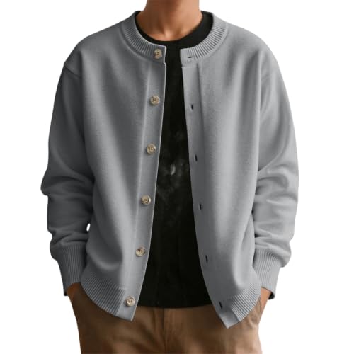 Cárdigan de punto para hombre con cuello en V y botones para invierno clásico