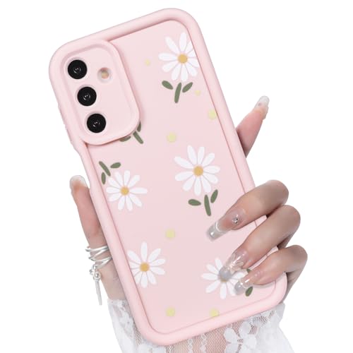 CASBST for Samsung Galaxy A15 5G Case, Creative Flower Pattern Design Girls Women Liquid Silicone Cover, Thicker Frame Shockproof and Scratch-Resistant Soft Case for Samsung A15 - Pink