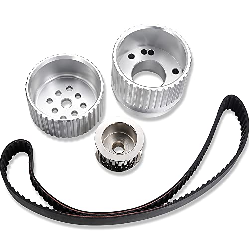 Demotor Performance Compatible For Belt Drive Pulley Kit, Water Pump Pulley + Crankshaft Pulley + Alternator Pulley + Cogged Belt For Sb Chevy Lwp 327 350/390 Belt, Long Water Pumps #TOP2