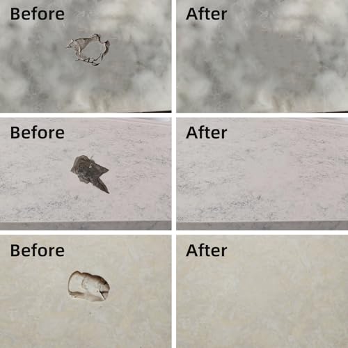 FENFANDAS Tile and Granite Repair Kit, Marble Porcelain Stone and Quartz Countertops Repair Kit for Chips Dents Cracks Holes Scratch, Fix Chipped Edges Corners, Reattaches Missing Pieces