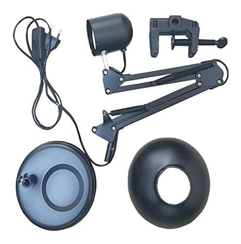 Lámpara de escritorio con abrazadera ajustable de 26 pulgadas de altura, lámpara de mesa de metal con brazo oscilante, cuello de cisne y pantalla giratoria de 360°, base E26 (bombilla no incluida 4