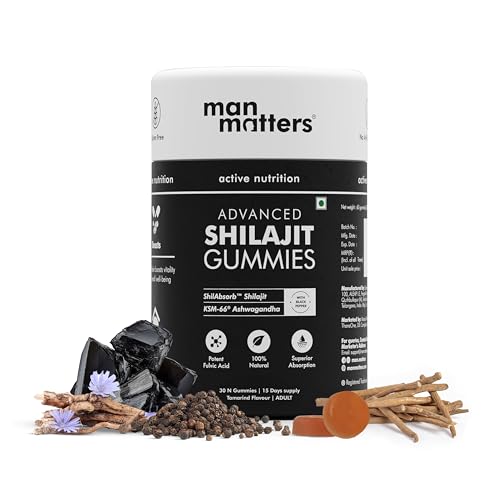 Image of Man Matters Pure Shilajit /Shilajeet Gummies Advanced with Lab-Tested Fulvic Acid & KSM 66 Ashwagandha | Boosts Fitness, Helps Manage Stress & Improves Energy Levels | Pack of 30