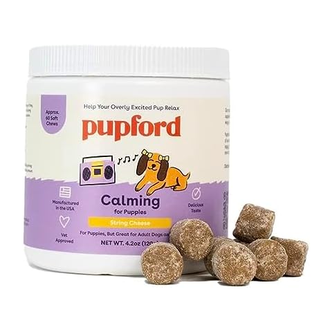 Pupford Calming Supplement for Puppies and Adult Dogs, Made in The USA, Vet Approved, No Artificial Flavors, String Cheese, Net Wt. 4.2 oz (120g) Cover