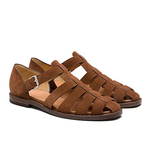 Image of European and Amenrican Mens Fisherman Sandals,Summer Leather Casual Baotou Breathable Fisherman Shoes.