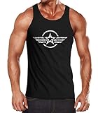 Neverless® Herren Tank-Top Shirt Airforce Symbol Stern Army Military Aufdruck Emblem Muskelshirt Muscle Shirt schwarz M