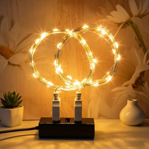 MUXIJIA 2 pièce de guirlandes lumineuses LED, 20LED 2M / 6.6Ft USB guirlandes lumineuses extérieures/intérieures étanches pour chambre, cour, mariage,...