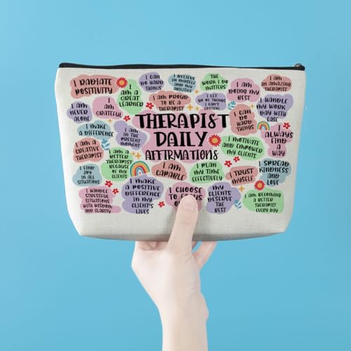 Therapist Gifts Inspirational Therapist Makeup Bag Cosmetic Bag Mental Health Gifts Teacher Gifts Birthday Graduation Retirement Thank You Gifts for Women Her Therapist Makeup Zipper Pouch2