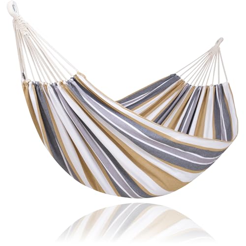 SUNCREAT Large Hammock for Tree, Outdoor Tree Fabric Hammock Only, Coffee Stripes