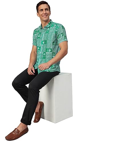 Image of Venisa Men's Cotton Blended Printed Casual Shirt