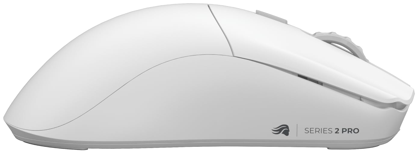 GLORIOUS Series 2 Pro Ratón Gaming Inalámbrico 8K Ergonómico (Blanco) | Switches ópticos 100M, sensor BAMF 2.0 26K, peso superligero 55g, forma simétrica compacta, precisión excepcional de juego