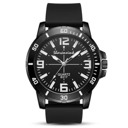 Relógio Masculino Pulseira Silicone Preto Estilo Esportivo Casual (Preto)