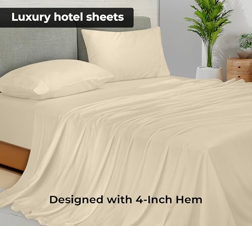 Image of Royale Linens 2 Pack Bulk Flat Sheet Set - Top Sheets - Soft 1800 Microfiber - Wrinkle & Stain Resistant - for Hotel, Massage Table, Hospital, Dorm - Full Flat Sheet Sold Separately (Full, Sand)