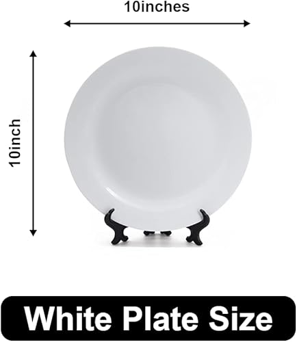 Miniatura 4 de MR.R Juego de 2 platos planos de cerámica blanca con soporte, platos de porcelana. Plato redondo de postre o ensalada de 10 pulgadas, sin plomo,