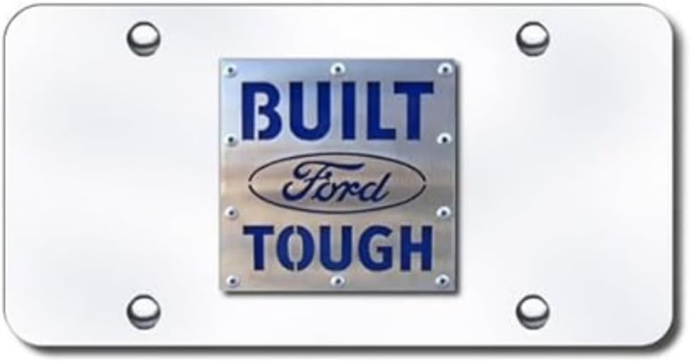 Au-TOMOTIVE GOLD INC. Officially Licensed Built Tough Ford Logo on Chrome License Plate