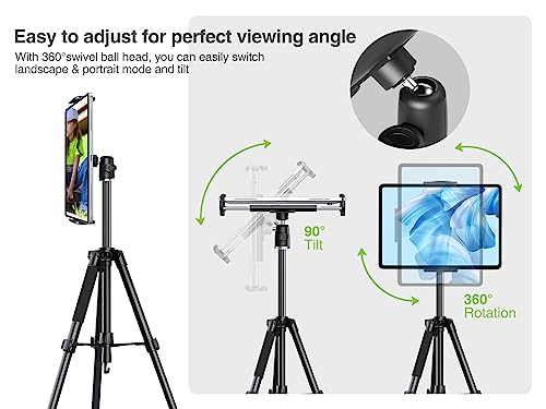 Image of Elitehood 68 inch Heavy Duty iPad Tripod, Ultra-Stable Camera Tripod for iPad Pro 12.9, Tablet Stand Mount for Video Recording /Photography, Compatible with 4.7-13inch Tablet /Webcam /DSLR