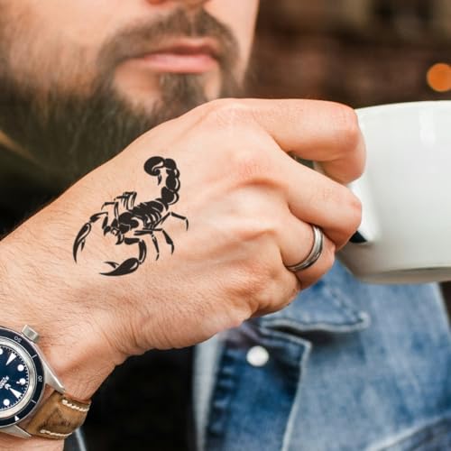 Tatuaggio SCORPIONE - Temporalis® | Tatuaggi temporanei uomo donna, tatuaggi finti vegani e waterproof - Certificato UE - Dura 1-2 settimane [ Tattoo Scorpione realistico ]