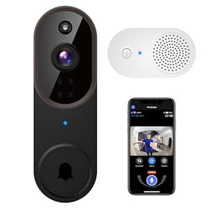 1080P Wireless Video Doorbell Camera with Chime, Cloud Storage, Two-Way Audio, 2.4GHz Wi-Fi Support, Real-Time Alerts, Easy Installation, Night Vision (Brown)