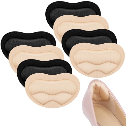 Euqvunn 4 Paires Coussinet Talon Chaussure Trop Grande, Protege Talon Chaussure, Protections pour Talons pour Homme et Femme, Inserts de Talons, Talonnette pour éviter frottement talon, Noir Beige