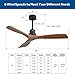 Sofucor Ceiling Fan no Lights, 52 Inch Low Profile Flush Mount Modern Wood Ceiling Fan with Remote for Indoor Farmhouse Bedroom Living Room Outdoor Patio Porch, Reversible DC Motor, Noiseless