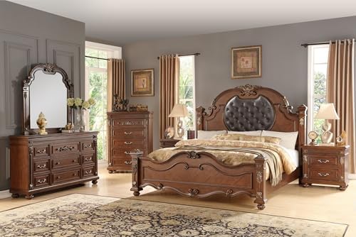 First of a Kind Cosmos Furniture Destiny Queen Size Set of 5 - Traditional Bedroom Set w...