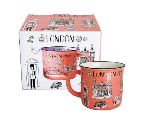 London Elegance Coffee/Tea Cup Souvenir Iconic Cityscape Design Home Kitchen Office, Decorative Gift Box - UK England London Souvenir
