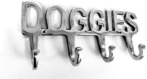 Chattels Doggies Dog Pet Lead Leash Holder Rack 4 Hooks Doggies Aluminium Wall Hook Hanger Chrome Colour, Silver / Chrome Colour - Image 3