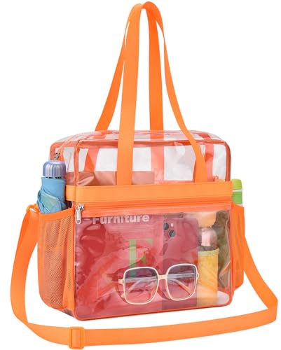 Image of Paxiland Clear Bag for Stadium Events 12x6x12 inches, Clear Tote Bag with Reinforced Strap, Clear HandBag for Sports Concert