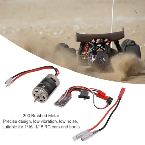 HaloVerde RC Brushed Motor ESC Set with 28T 390 Brushed Motor and 30A Brushed ESC, 20500rpm Speed, Forward/Reverse/Brake for 1/16 / 1/18 RC Car Boat