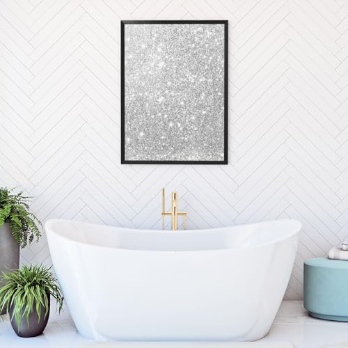 Ruauru Light Silver Glitter peinture decorative cadre noir 30x40 - 7