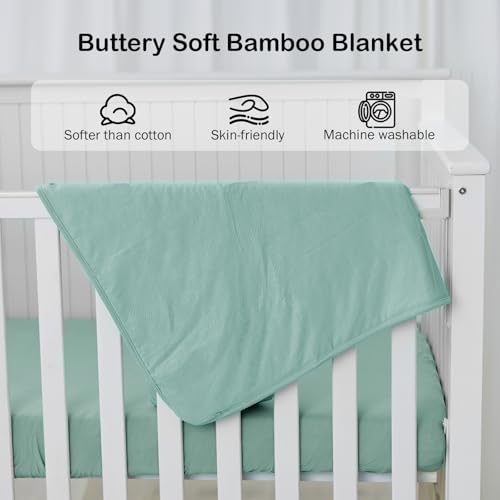 BubblePanda Rayon Made from Bamboo Baby Blanket for Boys Girls Neutral Soft Crib Blanket Toddler Quilt Comforter Newborn Nursery 30 x 40 Inch Green by Okayinn - Image 2