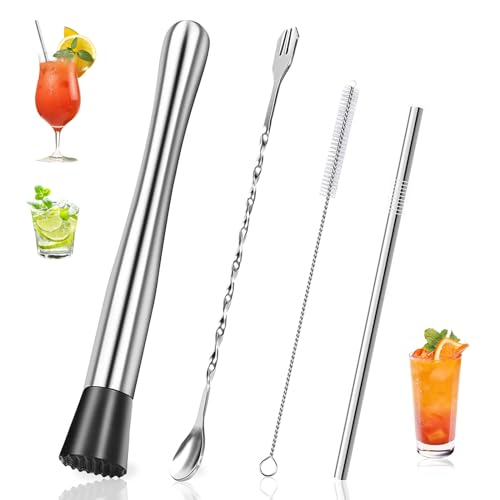 Set di 8 cannucce da cocktail in acciaio inossidabile