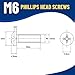 CDM Supply M6-1.0 x 16mm Screw, 25 Pack, Phillips Drive Pan Head Steel Machine Screw, Fully Threaded, Zinc Coated Multi Purpose Heavy Duty Machine Screw, DIN 7985