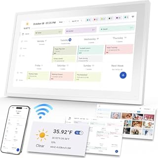 TOPGO Calendario Digitale, 39,6 cm Elettronico Calendario da Parete, Cornice per Foto/Video Player, Pianificatore Intelligente per Famiglia/Ufficio/Scuola/Eventi, Pianificatore Digitale con Supporto