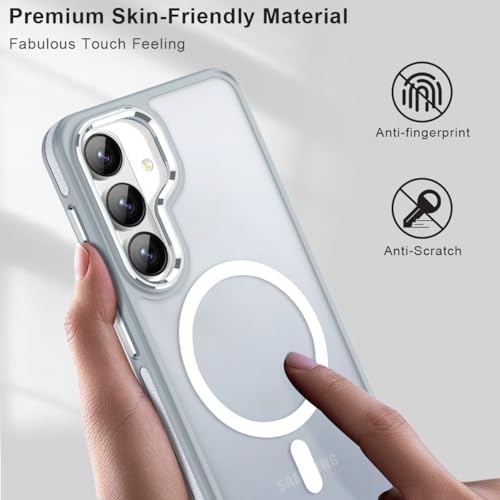 Image of MALEWOLF Case for Samsung Galaxy S26 Plus, Compatible with Magsafe, Translucent Cover [Military Grade Shockproof] [Anti-Slip Edge], Color Hybrid Magnetic Case for Galaxy S26+ (Grey /White)