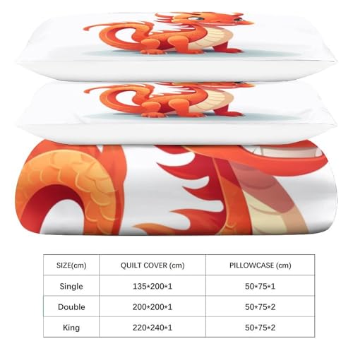 Housse de couette dragon parure de lit 3 pièces impression 3D luxe - 7