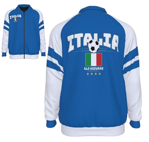 Veste de football Italie Gli Azzurri blanche et bleue pour homme taille M