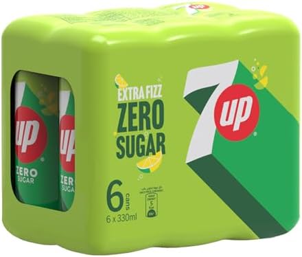 7UP Zero, Zesty Lemon & Lime Flavor, Zero Sugar, Can, 330ml Pack of 6