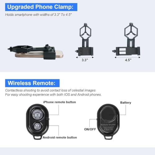 Image of HINISO 203EQ Telescope | 203mm Aperture | 800mm Focal Length | 32x-246x Magnification | EQ4 Equatorial Mount | P.L. Series Eyepiece | Bluetooth Remote & Tripod