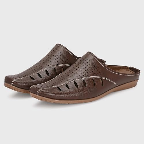 Image of Centrino Men's Casual Slip-On Sandals |Comfortable Back-Open Relaxed Fit Mule|Slip-On Half Shoe with Cushioned Insole for Office,Casual,Home,Outdoor,Driving,Summer Everyday Comfort(8107)