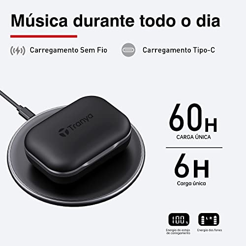 Fone de ouvido Bluetooth sem fio Tranya X1, Bt 5.3.