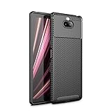 Olixar for Sony Xperia 10 Carbon Fiber Case - Slim TPU Cover - Thin Protective Cover - Shock Protection - Wireless Charging Compatible - Black