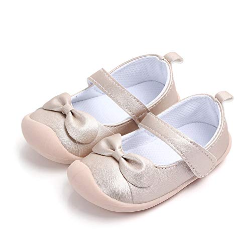 Baby Girls Mary Jane Flats Anti-Slip Rubber Sole Bowknot Toddler First Walkers Dress Shoes3