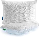 Cooling Pillow for Sleeping, Shredded Memory Foam Pillows Queen Size 2 Pack Bed Pillow for Side Back Stomach Sleepers, Adjustable Cool Pillows for Hot Sleepers with Removable Washable Cover