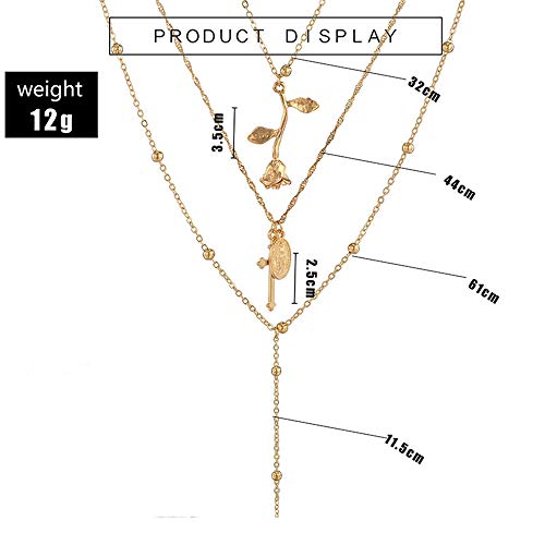 Fxmimior 3 Tier Bohemia Flower Y Long Layered Necklace Bar Coin Charm Pendant Neckalce Delicate Station Chain Multilayer Dics Bar Choker Necklaces For Women #TOP4