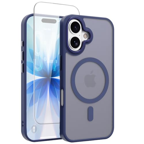 Image of Magnetic for iPhone 17 Phone Case, [Compatible with MagSafe], Screen Protectors X1, [Military Grade Drop Protection],Matte Finish,Slim,Shockproof,Protective (Blue, iPhone 17)