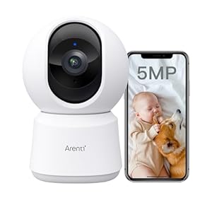 ARENTI 360° View 5MP Indoor Security Camera, 5G&2.4G WiFi 6 Baby Monitor, Pet Camera with Phone App, Motion Tracking, Sound Detection, Night Vision,Two-Way Audio, Works with Alexa (P2F)