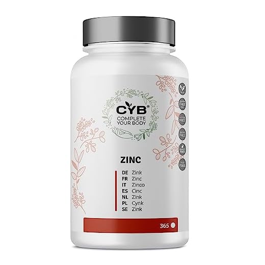 CYB | Zinc 25mg Puro Alta Dosis de Zinc - 365 Comprimidos Suministro de 1 Año - Suplemento Vegano Diario - Fácil de Tragar - Multivitaminas Vitaminas y Minerales - Sin Gluten ni Lactosa